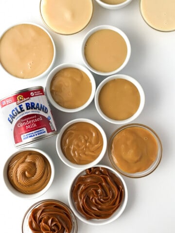 dulce de leche after different hours in slow cooker