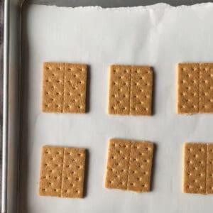 graham crackers for smore candy cookies on baking sheet